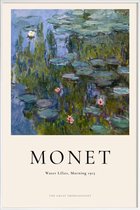 JUNIQE - Poster in kunststof lijst Monet - Water Lilies, Morning