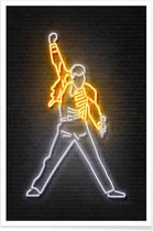 JUNIQE - Poster Neon Freddie Mercury -30x45 /Geel & Wit