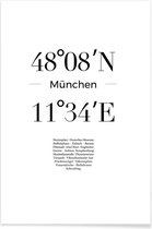 JUNIQE - Poster Coördinaten München -20x30 /Wit & Zwart