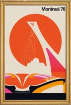JUNIQE - Poster met houten lijst Vintage Montreal -13x18 /Oranje &