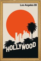JUNIQE - Poster met houten lijst Vintage Los Angeles 89 -13x18 /Oranje