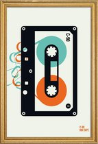JUNIQE - Poster met houten lijst Mixtape -13x18 /Oranje & Turkoois
