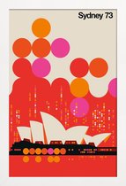 JUNIQE - Poster in houten lijst Vintage Sydney 73 rood -40x60 /Oranje