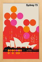 JUNIQE - Poster in houten lijst Vintage Sydney 73 rood -30x45 /Oranje