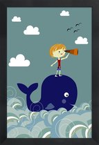 JUNIQE - Poster met houten lijst I See You -13x18 /Blauw & Groen