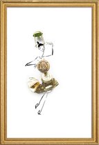 JUNIQE - Poster met houten lijst Champagne -40x60 /Grijs & Wit