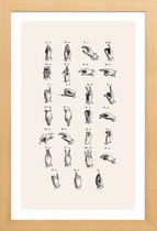 JUNIQE - Poster met houten lijst Vintage Sign Language Chart -13x18