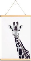 JUNIQE - Posterhanger Giraffe -30x45 /Grijs & Wit