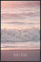 JUNIQE - Poster met kunststof lijst Beach Please -13x18 /Grijs & Paars