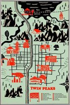 JUNIQE - Poster met kunststof lijst Twin Peaks -30x45 /Groen & Rood