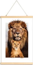 JUNIQE - Posterhanger LION FAMILY -30x45 /Bruin & Oranje