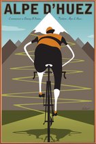JUNIQE - Poster met kunststof lijst Alpe d'Huez -60x90 /Blauw & Grijs