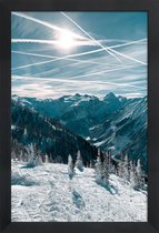 JUNIQE - Poster in houten lijst Austrian Alps in Winter -40x60 /Blauw