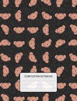 Composition Notebook: Cute Animal Wide Ruled Composition Book for School - Monkey