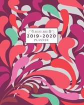 2019-2020: Weekly and Monthly Academic Calendar/Agenda July 2019 - June 2020 Burgundy Pink and Aqua Paint Swipe