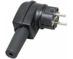 Kopp Stekker RA - Rubber - CEE 7/VII - Haaks - 16A 230V - Zwart