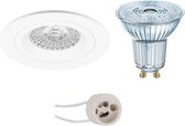 OSRAM - LED Spot Set - Parathom PAR16 927 36D - Prima Rodos Pro - GU10 Fitting - Dimbaar - Inbouw Rond - Mat Wit - 5.5W - Warm Wit 2700K - Ø93mm