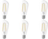 CALEX - LED Lamp 6 Pack - Filament ST64 - E27 Fitting - 6W - Dimbaar - Warm Wit 2300K - Transparant Helder