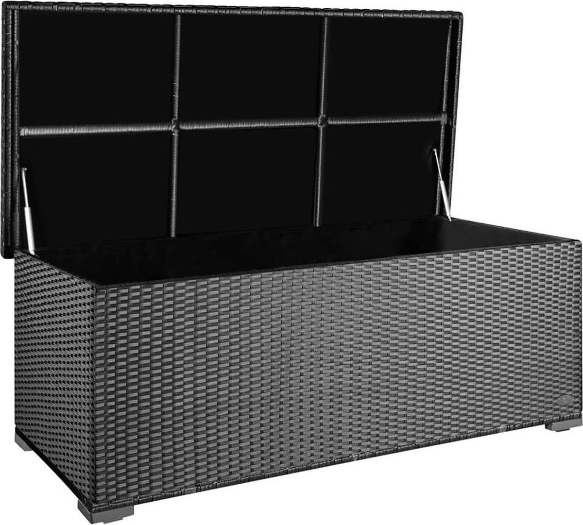 RS TRADE Vertak 'Sienna' 650 l polyrotan tuinkussenbox- weerbestendig (regent niet in) 155 x 73 x 60 cm- geschikt als zitkist of tafelblad 650 Liter (Sienna) zilver