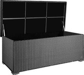 Gardtech 'Sienna' 650 l polyrotan tuinkussenbox- weerbestendig (regent niet in), 155 x 73 x 60 cm- geschikt als zitkist of tafelblad 650 Liter (Sienna) zilver