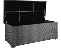 Gardtech 'Sienna' 650 l polyrotan tuinkussenbox- weerbestendig (regent niet in), 155 x 73 x 60 cm- geschikt als zitkist of tafelblad 650 Liter (Sienna) Antraciet grijs