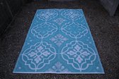 Buitenkleed 180 - 270 cm, blauw / wit, Tile flower