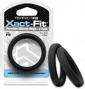 #18 Xact-Fit Cockring 2-Pack - Black - Cock Rings -