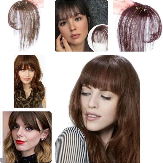 Haarpony Fringe Bangs Toupet Hai Topper 100%Human hair brown | bol.com