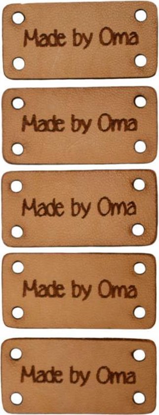 Leren label 3x1,5 cm Made by Oma (5 stuks)