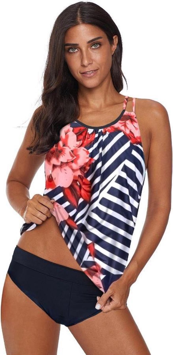 Crisscross Tankini Dames 2-Delig - Gebloemd - Maat XXL/2XL 'Tjolency'