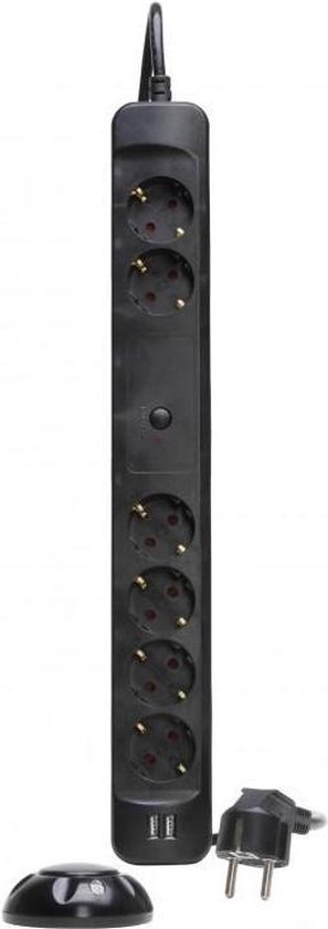 Kopp Stekkerdoos 6-voudig + 2 USB poorten - Draadloze schakelaar - 1.4m verlengsnoer - 3600 Watt