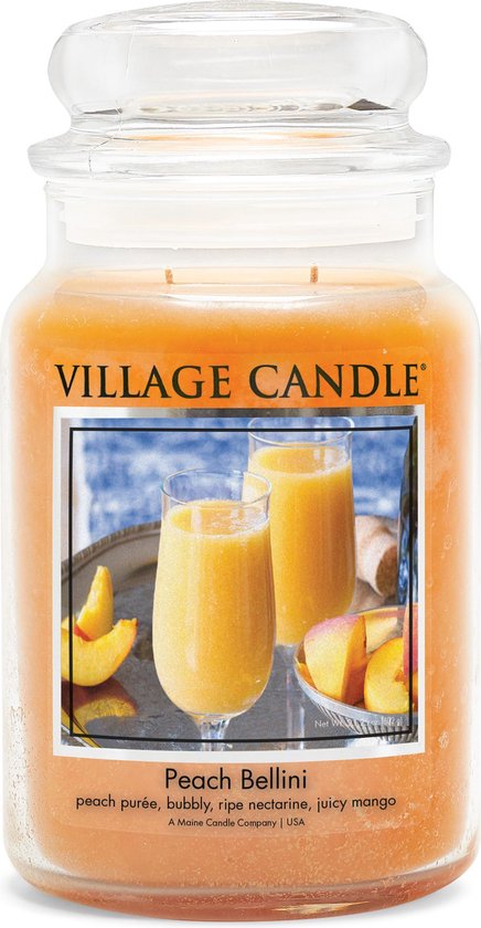 Village Candle Geurkaars - Peach Bellini Ø9,5 x 15 cm Wax Oranje