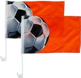 Autovlag Nederland - Oranje versiering - Voetbal WK - Set van 2 stuks - Maat: 28x42 cm