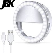 SELFIE RING LIGHT - JBK® - Oplaadbaar - Ringlight - Mobiel - Tablet - Laptop - Smartphone - IPHONE - IPAD - LEDLAMP met DRIE heldere standen. Gebruik voor TEAMS - ZOOM - VIDEOBELLE