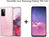 Samsung S10 Lite Hoesje - Samsung Galaxy S10 Lite hoesje transparant shock proof case - 1x Samsung S10 Lite Screenprotectors Screen Protector