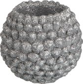 J-Line Theelichthouder Dennenappel Poly Zilver Set van 6 stuks