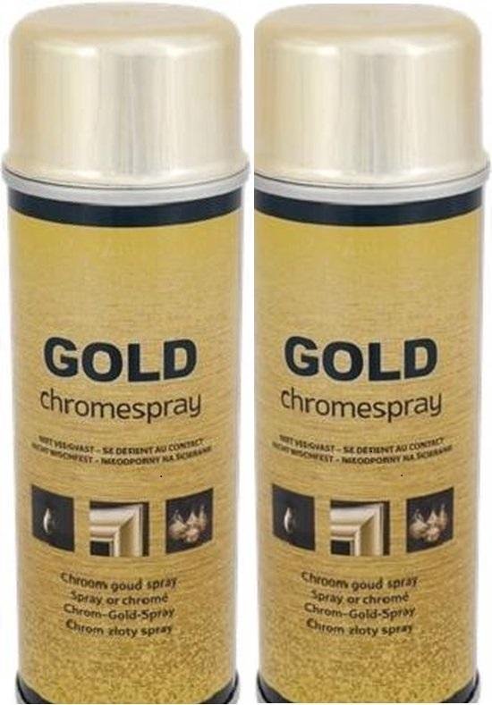 Afbeelding van 2x Gold chromespray - Chrome Spray Goud - Spuitbus | spuitverf - 200 ml x2