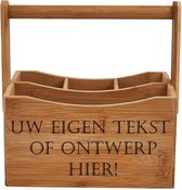 Bamboe houten keuken caddy  gepersonaliseerd met uw eigen tekst of ontwerp -  bestek kist - keukencaddy