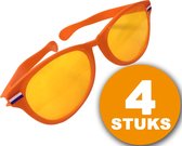 Oranje Feestbril | 4 stuks Oranje Bril "Megabril" | Feestkleding EK/WK Voetbal | Oranje Versiering Versierpakket Nederlands Elftal Oranjepakket