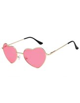 KIMU hartjes zonnebril roze glazen goud - hippie bril vintage seventies