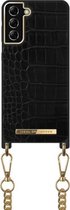 iDeal of Sweden Phone Necklace Case voor Samsung Galaxy S21+ Jet Black Croco