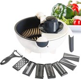 LUMEXX Groentesnijder - Multifunctioneel - 9 delig - Mandoline - Vergiet - Uiensnijder - Keukensnijder - Keukenmandoline - Fruitsnijder