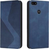 Voor Motorola Moto E6 Play Skin Voel je Magnetisch S-type Effen Kleur Horizontale Flip Lederen Case met Houder & Kaartsleuf & Portemonnee (Blauw)