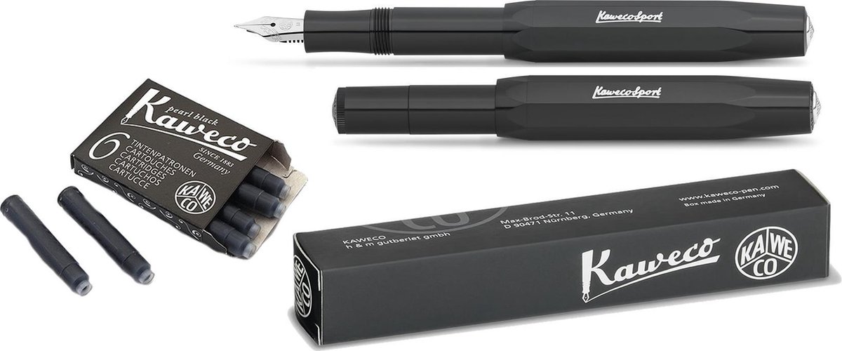 Kaweco Vulpen Sport Skyline BLACK (EXTRA FINE) met extra doosje vullingen