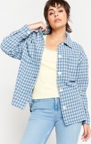 LOLALIZA Tweed overhemd - Blauw - Maat M
