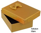 Dielay - Giftbox voor Sieraden - Sieradendoosje - Set van 12 Stuks - 7x9x3 cm - Goudkleurig