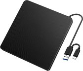 URGOODS® Portable DVD Speler - Externe DVD Speler & Brander voor Laptop - Leer Design - Windows & Mac - USB 3.0 en USB-C Aansluiting