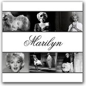 Tuinposter - Filmsterren / Retro - Marylin Monroe / Collage in wit / grijs /zwart - 100 x 100 cm.
