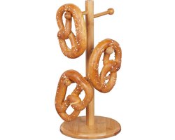 pretzel standaard bamboe - 6-armig - 35 cm hoog - ook voor worstjes