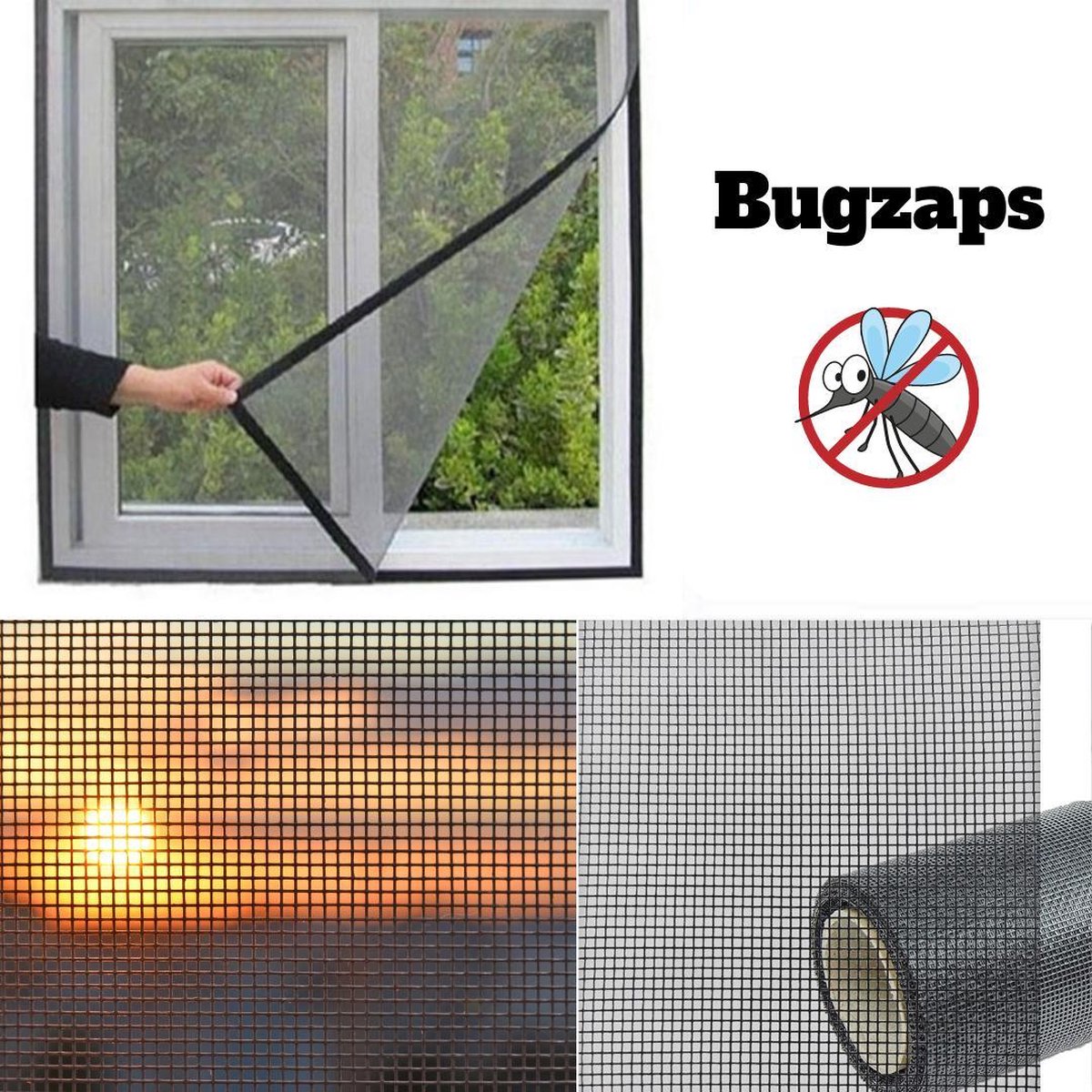Premium Raamhor - Universele Hor - 130 x 150 - Horrengaas Raam - Hor Voor Ramen - Bugzaps
